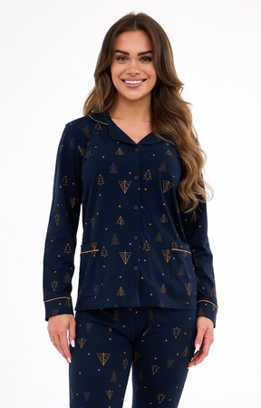482/447 GOLD granatowa w choinki Piżama CORNETTE