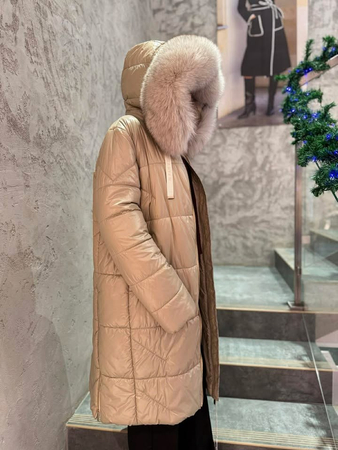 JTTW577-100-1  Kurtka FAN LEATHER perłowy beż