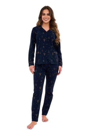 482/447 GOLD granatowa w choinki Piżama CORNETTE