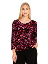 BL-7196  Bluzka czarno różowa SABINA