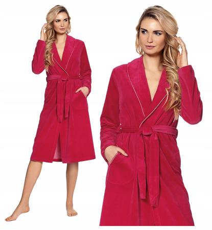 389 LYDIE  czerwony Szlafrok DE LAFENSE