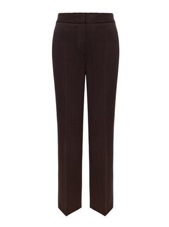 80987 KMX  Spodnie garniturowe na kant w prążek w odcieniu  gorzkiej czekolady