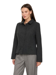 10795 KMX Żakiet z miękkiej dzianiny zapinany na guziki - brązowy