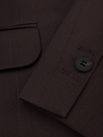 10861 KMX Klasyczna marynarka w prążek w odcieniu gorzkiej czekolady