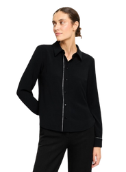 50427 KMX Bluzka koszulowa z ozdobną taśmą – czarna