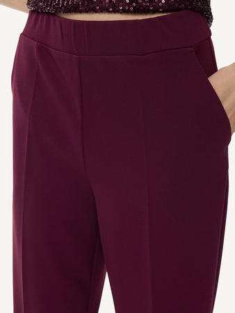 80931 KMX Bordowe spodnie z szeroką nogawką i elastyczną talią