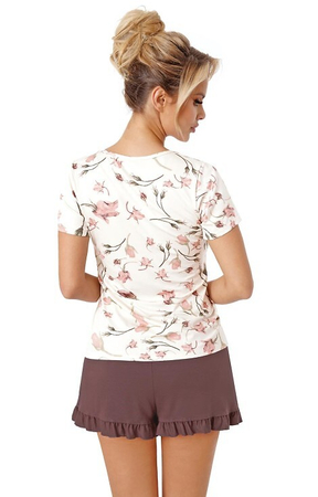 AMARIS SHORT kwiaty-brąz Piżama  DONNA