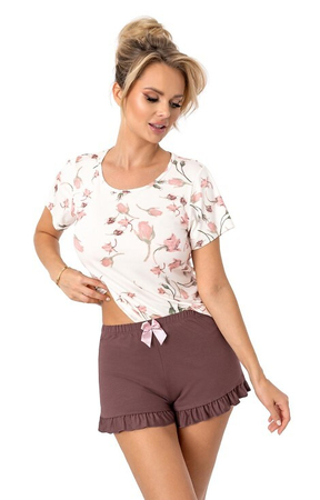 AMARIS SHORT kwiaty-brąz Piżama  DONNA