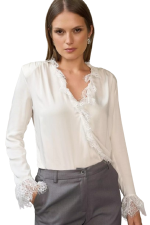 7689-1 EZURI Biała bluzka z koronką LIVIA