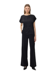 80931 KMX Czarne spodnie z szeroką nogawką i elastyczną talią