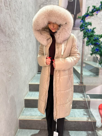 JTTW577-100-1  Kurtka FAN LEATHER perłowy beż