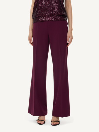 80931 KMX Bordowe spodnie z szeroką nogawką i elastyczną talią