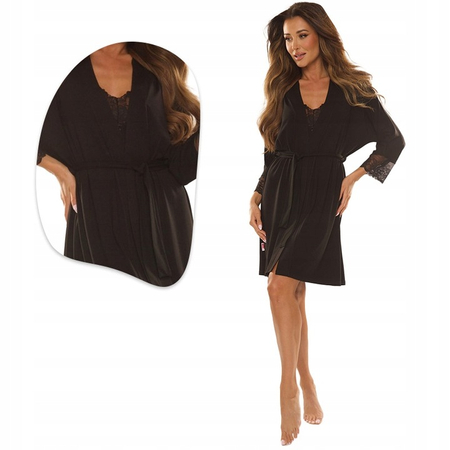 342 FANNY czarny Szlafrok DE LAFENSE